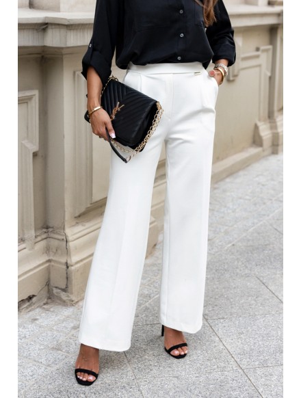 Spodnie jinny z prostymi nogawkami w kant 2