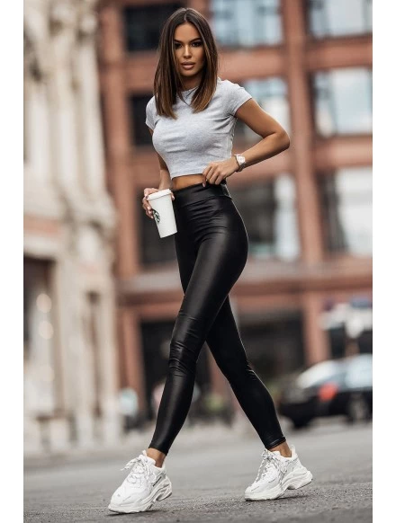 Classic wrap waist women's leggings chocolate LUX SHAPE PUSH UP