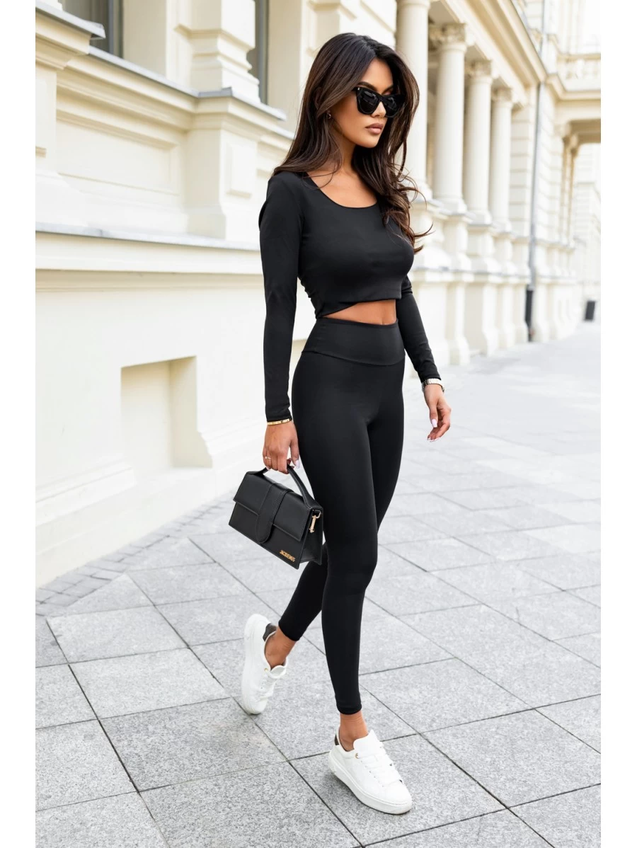 Czarne klasyczne legginsy kelsi Color Black Size 44