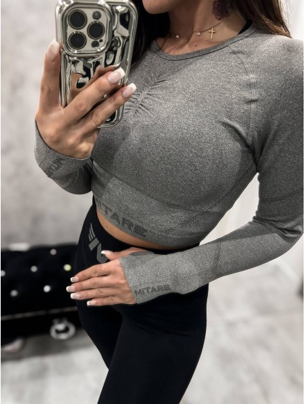 Crop top bezszwowy jasnoszary 2