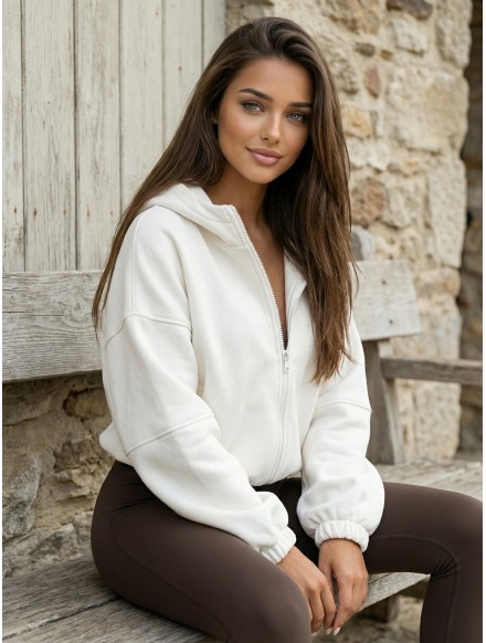 Sweat femme zippé ecru CITY... 2