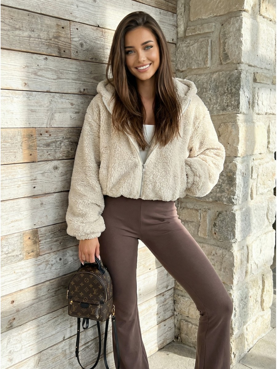 Womens Hooded Sweatshirt ecru COZY...