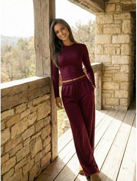 Womens burgundy tracksuit... 2