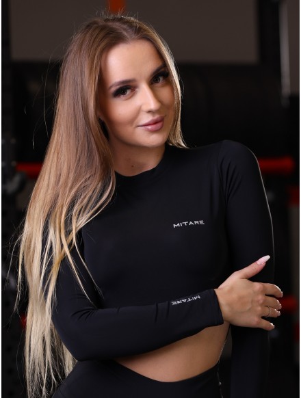 Crop Top z długim rękawem K074 czarny MITARE