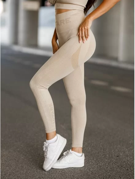 Legginsy damskie bezszwowe beżowe PUSH UP MAX K001 MITARE