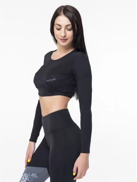 Crop Top z długim rękawem SWEET K026 czarny MITARE