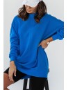 Niebieska bluza simple ze stójką i przeszyciami